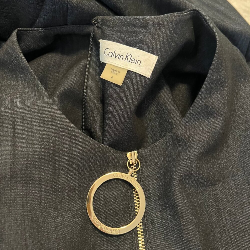 Calvin Klein Navy Sheath Dress Knee Length Sleeveless Size‎ 4 - Picture 5 of 6